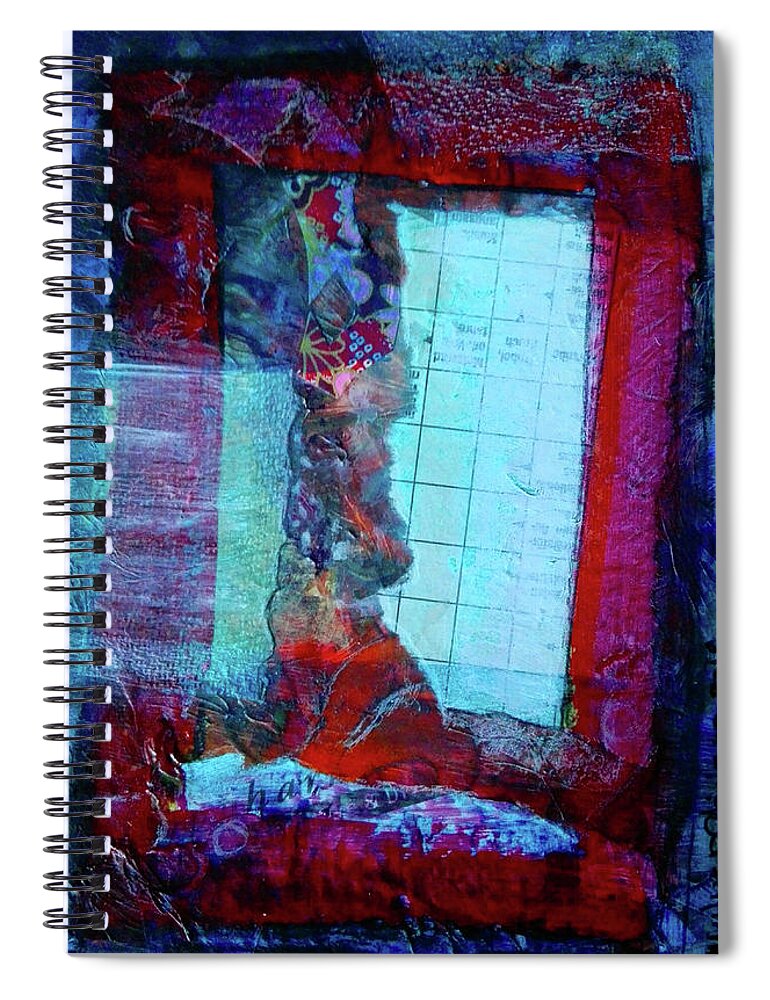 Window Spiral Notebook featuring the mixed media Red Window by Mimulux Patricia No