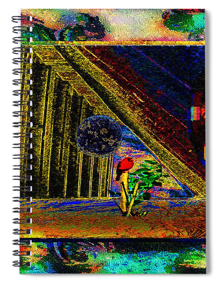 Communication Spiral Notebook featuring the mixed media Redbird Speaking Compassion to Power by Aberjhani