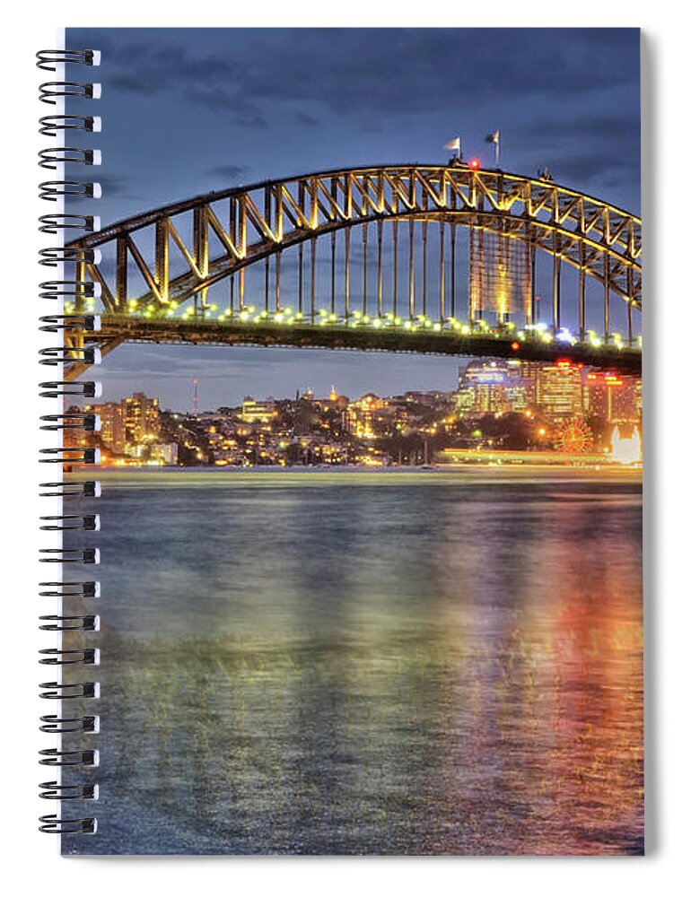 Scenics Spiral Notebook featuring the photograph Reflected Harbour Bridge by Roevin