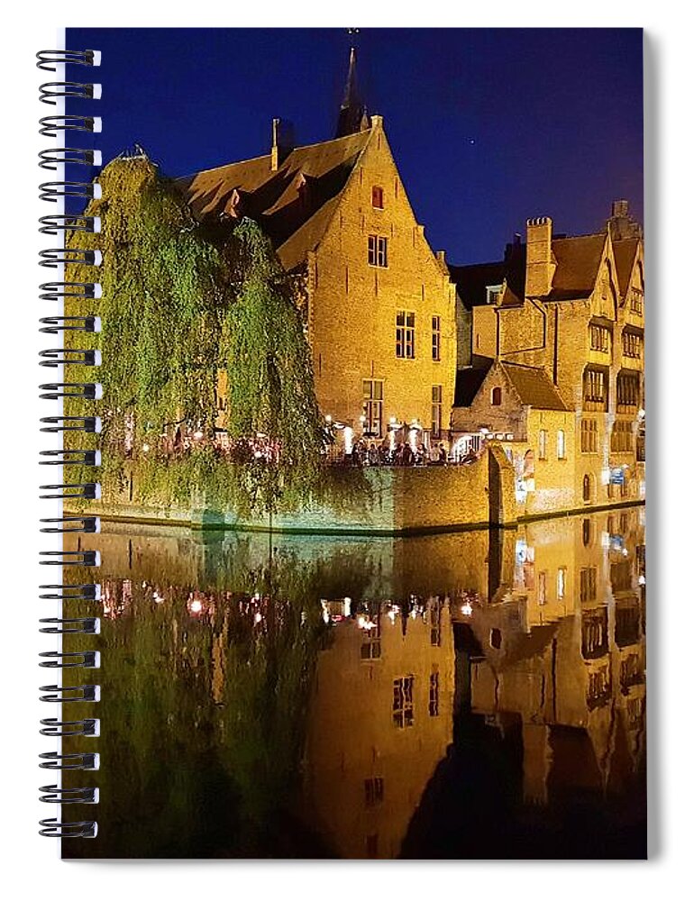 City Spiral Notebook featuring the photograph Reflections of Bruges by Andrea Whitaker