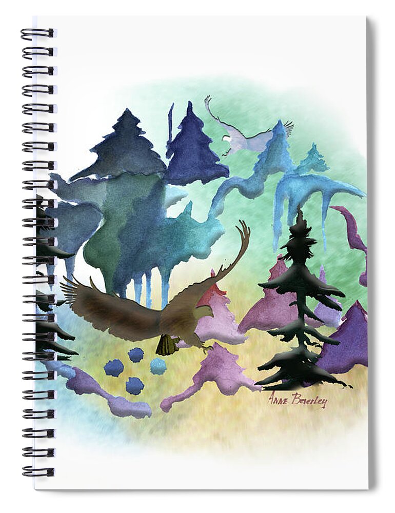 Fir Trees Spiral Notebook featuring the painting Reflections of Port Townsend by Anne Beverley-Stamps