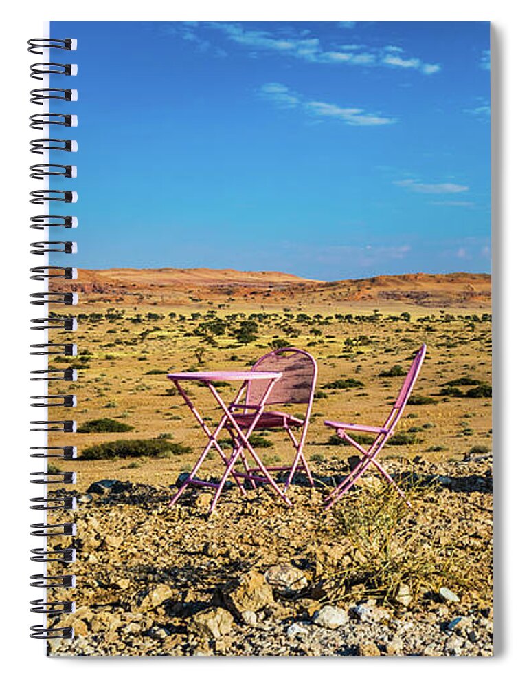 Desert Spiral Notebook featuring the photograph Refreshments pit stop in the middle of nowhere by Lyl Dil Creations