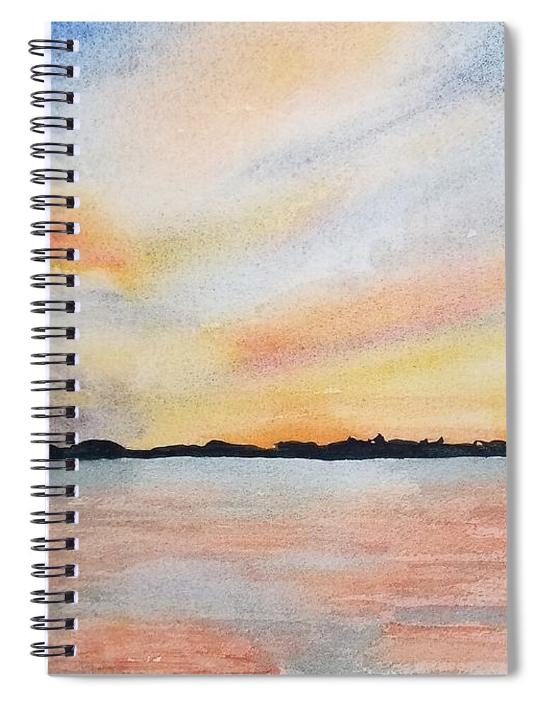 Mullet Lake Spiral Notebook featuring the painting Regan Sunset by Ann Frederick