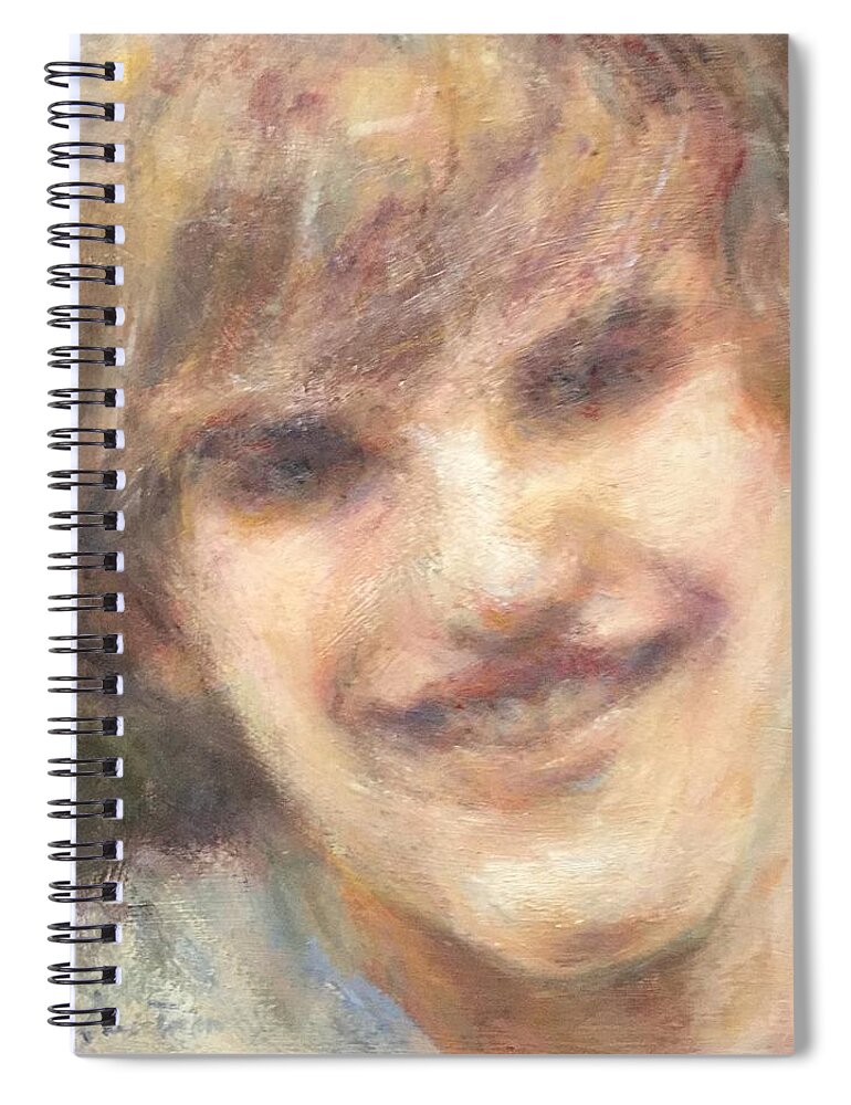 Portrait Painting Spiral Notebook featuring the painting Remembering a special young man by Quin Sweetman