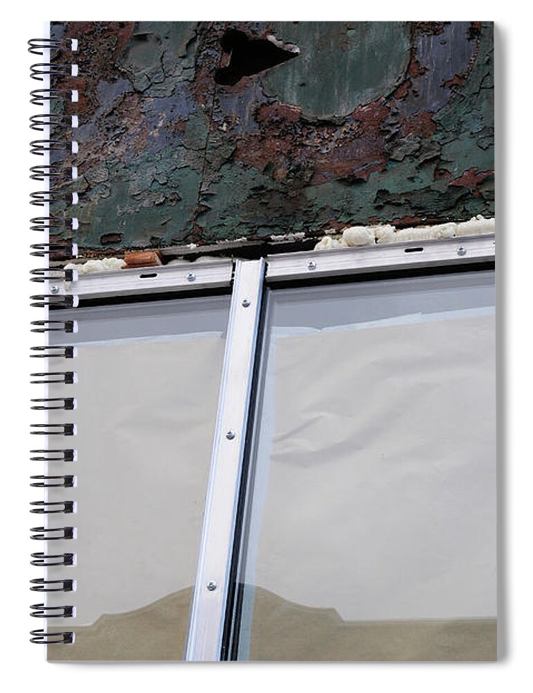 Damaged Spiral Notebook featuring the photograph Renovations by Gaetan Charbonneau