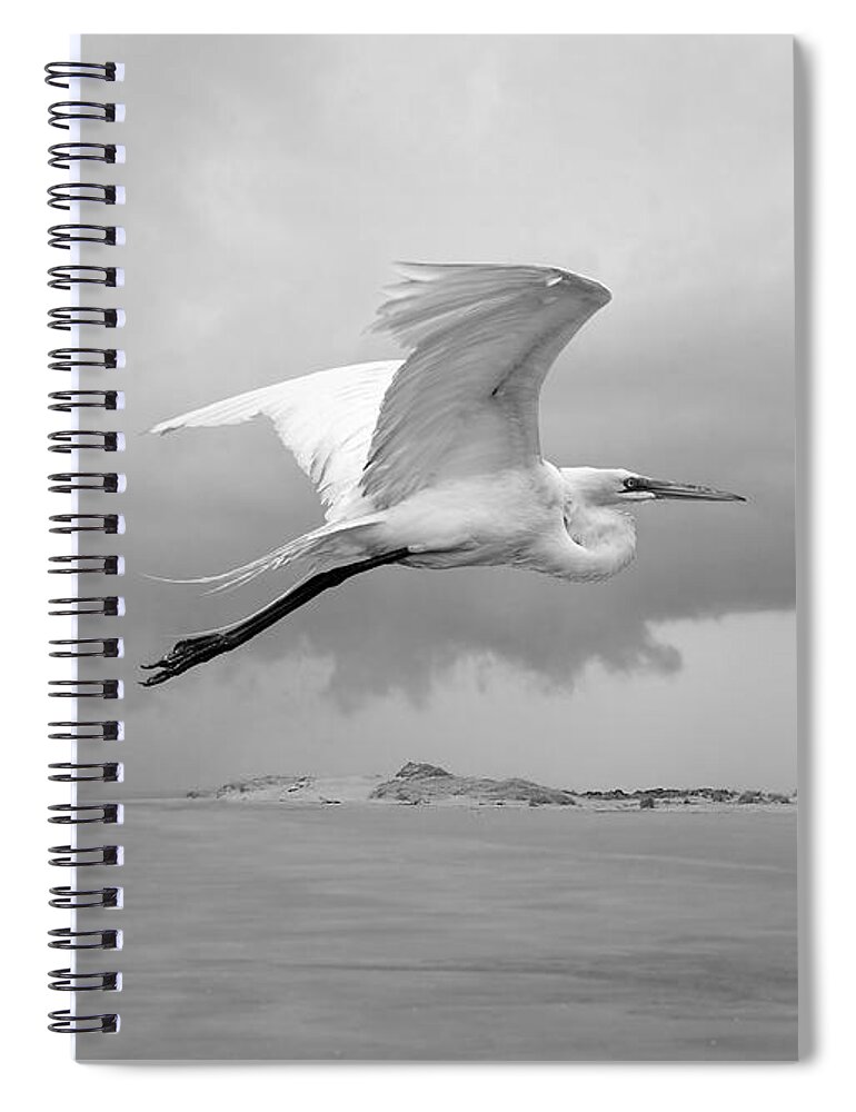 Bird Spiral Notebook featuring the digital art Retreat from Coming Storm by M Spadecaller
