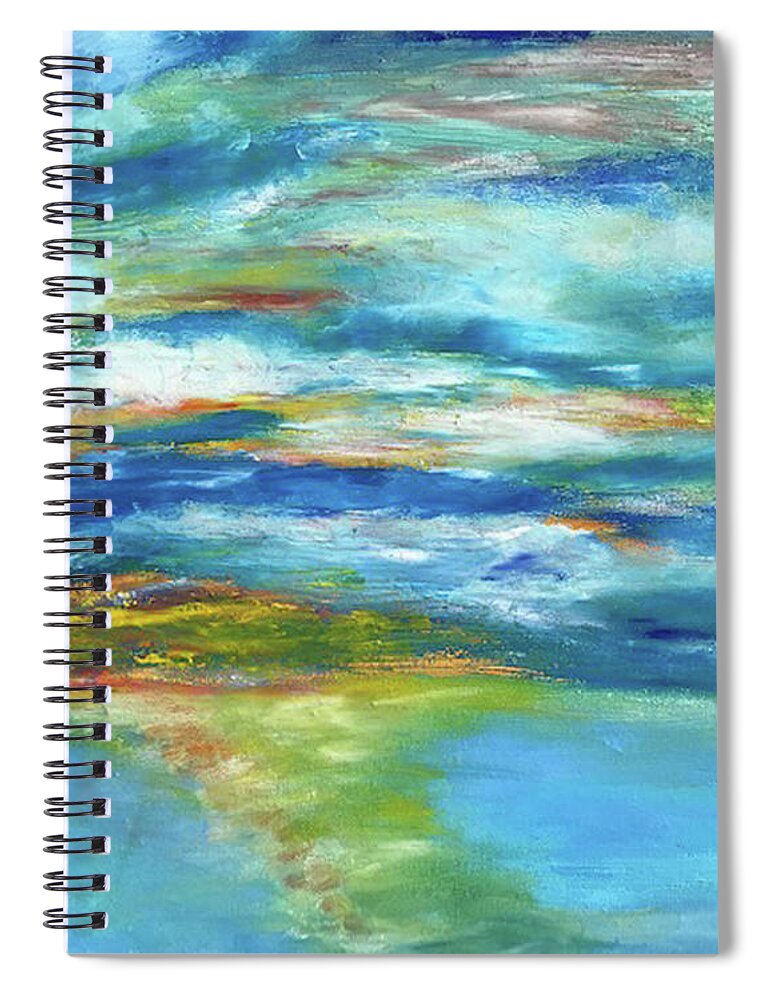 Sunset Spiral Notebook featuring the painting Rhapsody in Blue Sunset by Susan Grunin