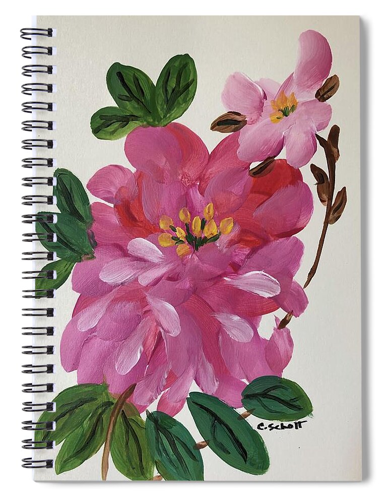 Rhododendron Spiral Notebook featuring the painting Rhododendron by Christina Schott
