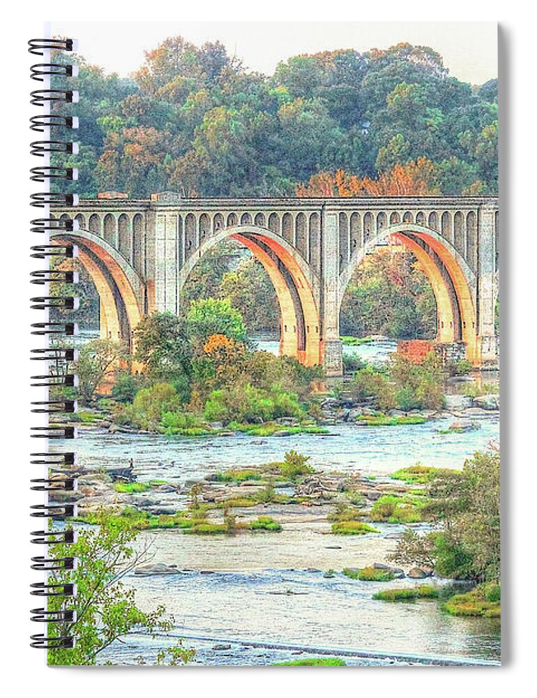 Csx Spiral Notebook featuring the photograph Richmond VA Virginia - CSX Railway Bridge Over James River by Dave Lynch
