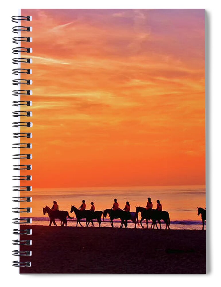 Riding Into The Sun Spiral Notebook featuring the photograph Riding into the sunset by Nina Ficur Feenan