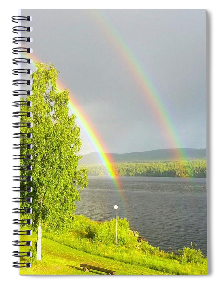 Pite River (piteälven) Spiral Notebook featuring the photograph River Rainbows by Debra Grace Addison