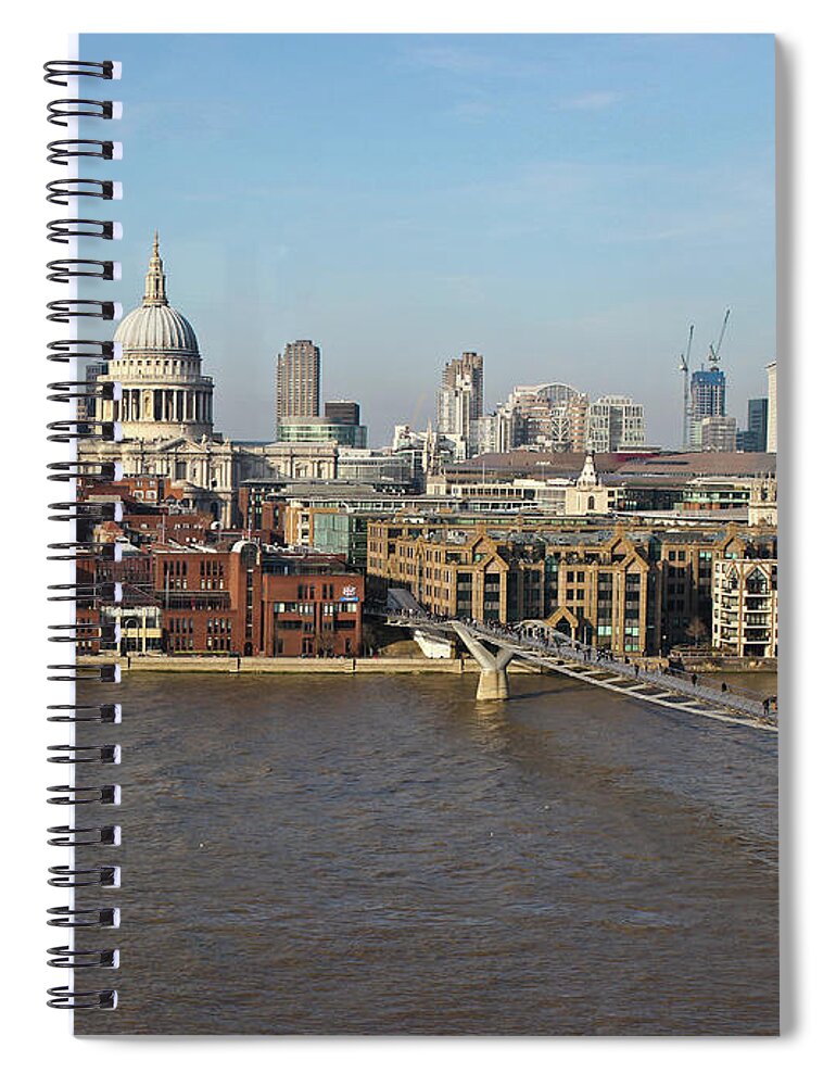 London Millennium Footbridge Spiral Notebook featuring the photograph River Thames, London by Paul Williams
