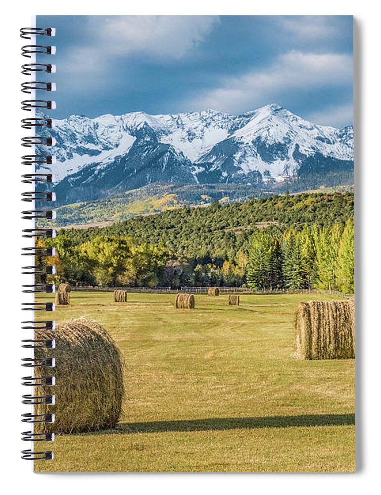 Haybales Spiral Notebook featuring the photograph RL's Haybales by Melissa Lipton