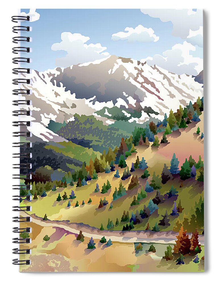 Rocky Mountains Spiral Notebook featuring the digital art Road to Alma II by Anne Gifford