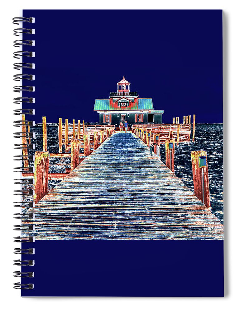 Landscape Spiral Notebook featuring the photograph Roanoke Marshes Lighthouse by Bearj B Photo Art