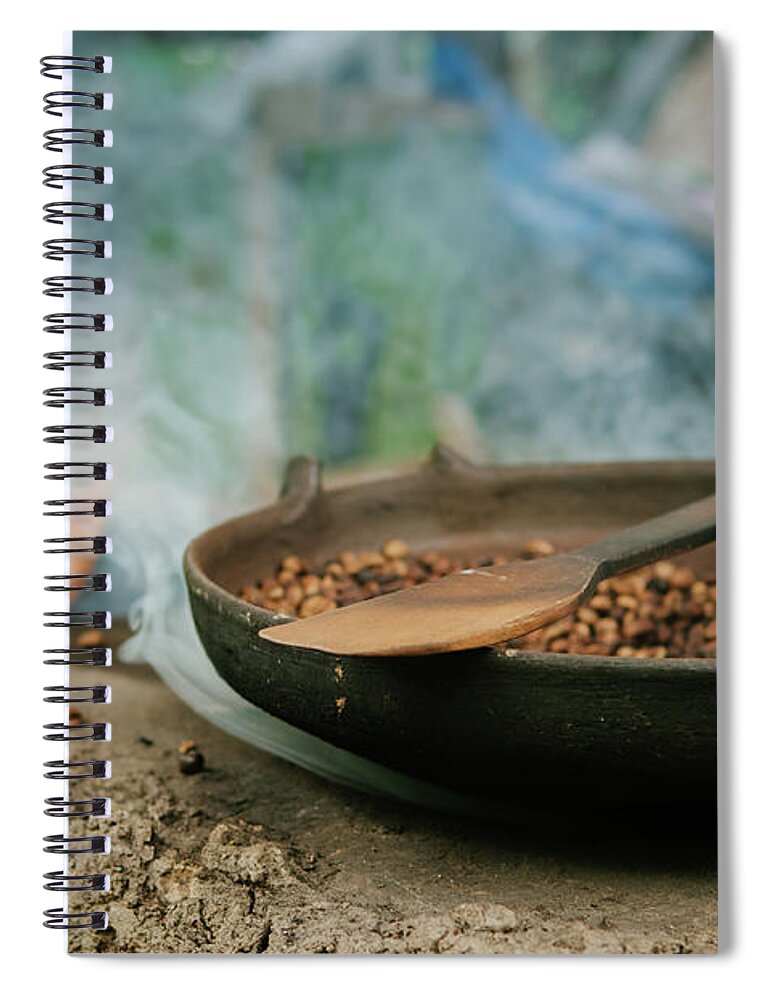 Spatula Spiral Notebook featuring the photograph Roasting Coffee In The Traditional by Photo By Sam Scholes