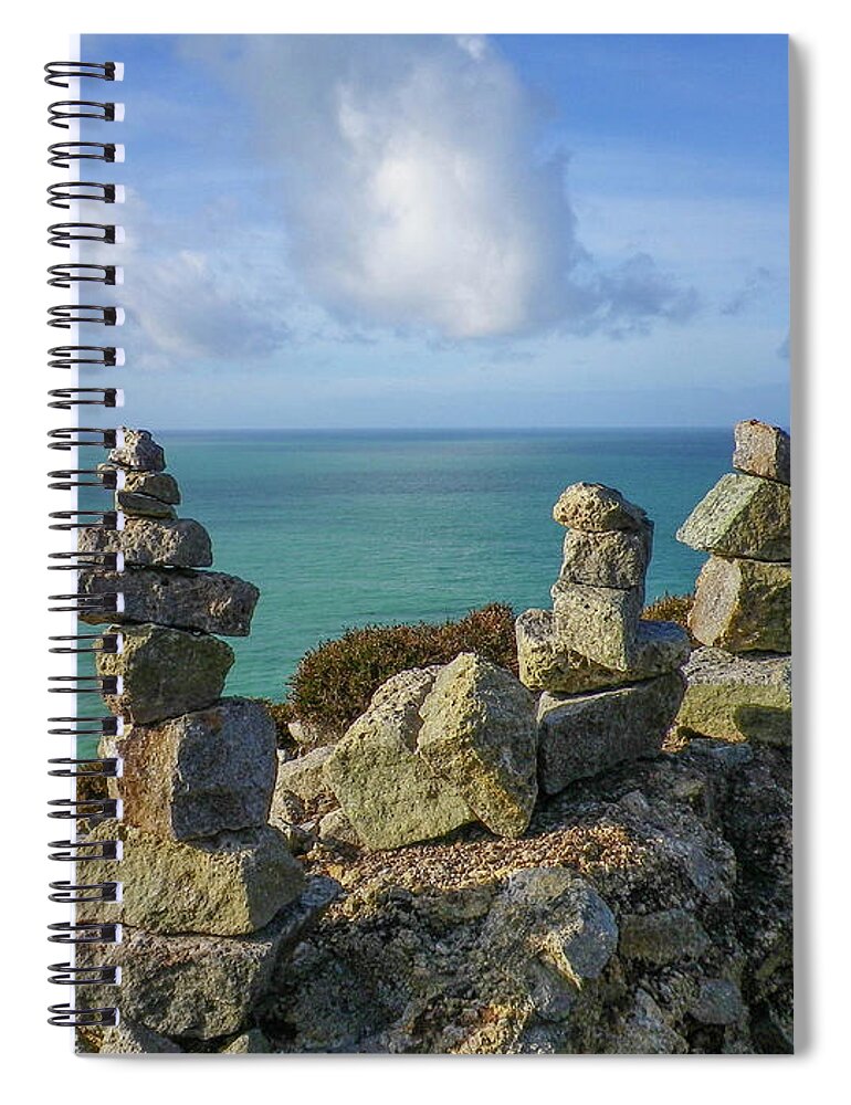 Mine Spiral Notebook featuring the photograph Rock Piles Cligga Head Mine Cornwall by Richard Brookes