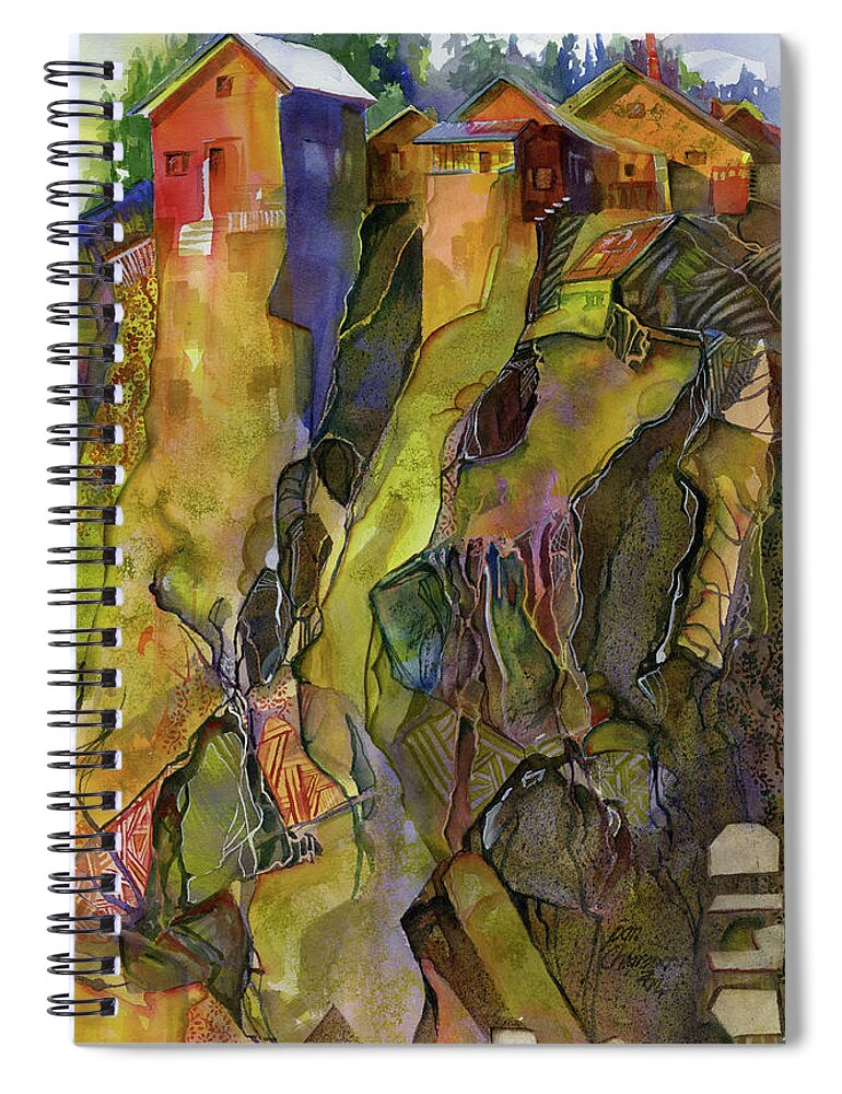 Semi Abstract Spiral Notebook featuring the painting Rock Solid by Joan Chlarson