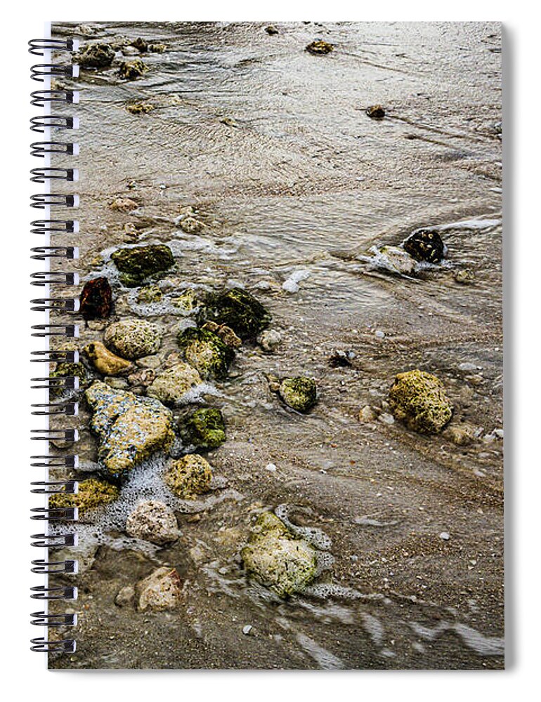 Ocean Spiral Notebook featuring the photograph Rocks in the Waves by Rebecca Carr