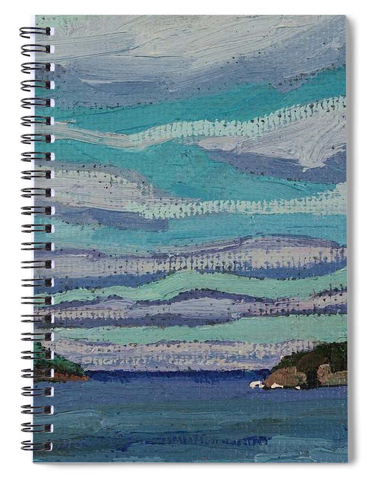2123 Spiral Notebook featuring the painting Rocky Entrance to Gargantua Harbour by Phil Chadwick
