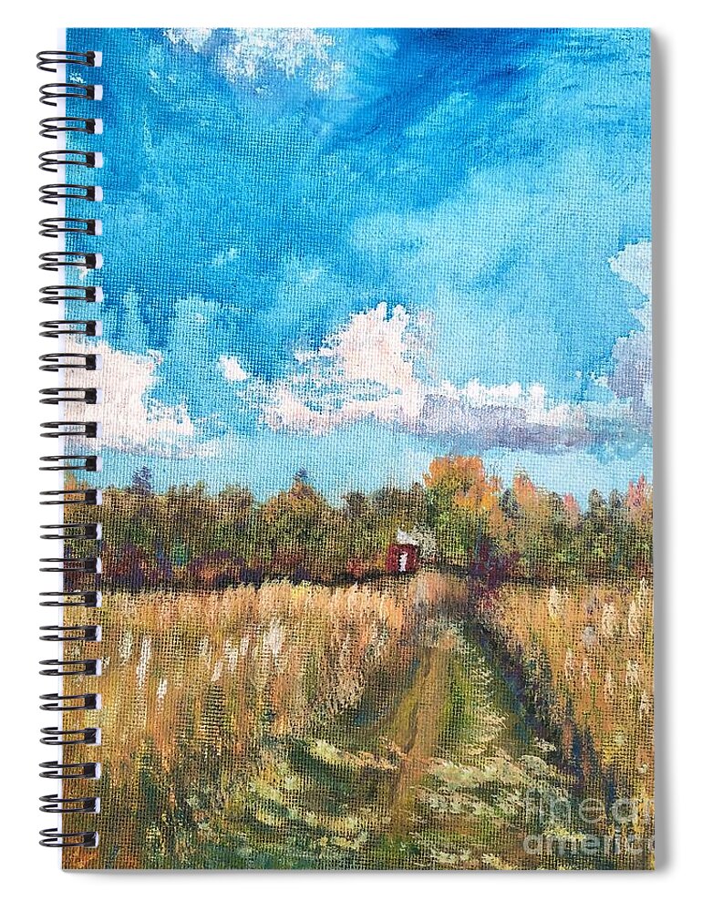 Landscape Spiral Notebook featuring the painting Rodger's Field by Deb Stroh-Larson