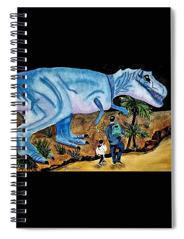 Dinosaur Spiral Notebook featuring the painting Roman Dino by Ann Frederick