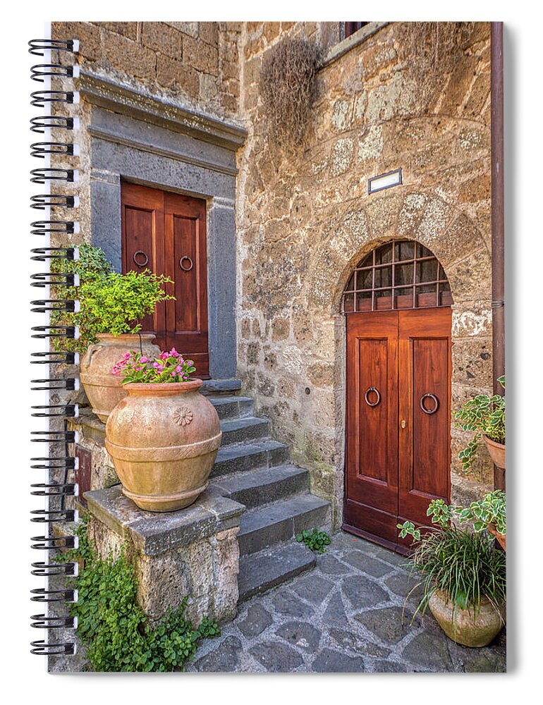 Courtyard Spiral Notebook featuring the photograph Romantic Courtyard Of Tuscany by David Letts