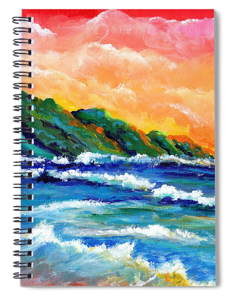 Kauai Spiral Notebook featuring the painting Romantic Kauai Sunset by Marionette Taboniar