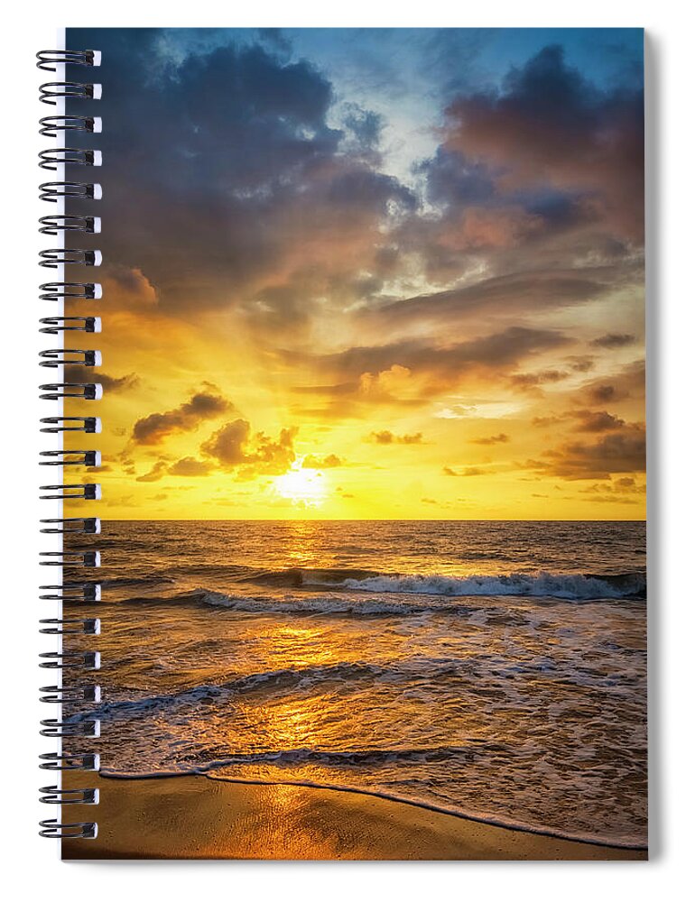 Water's Edge Spiral Notebook featuring the photograph Romantic Sunset by Cinoby