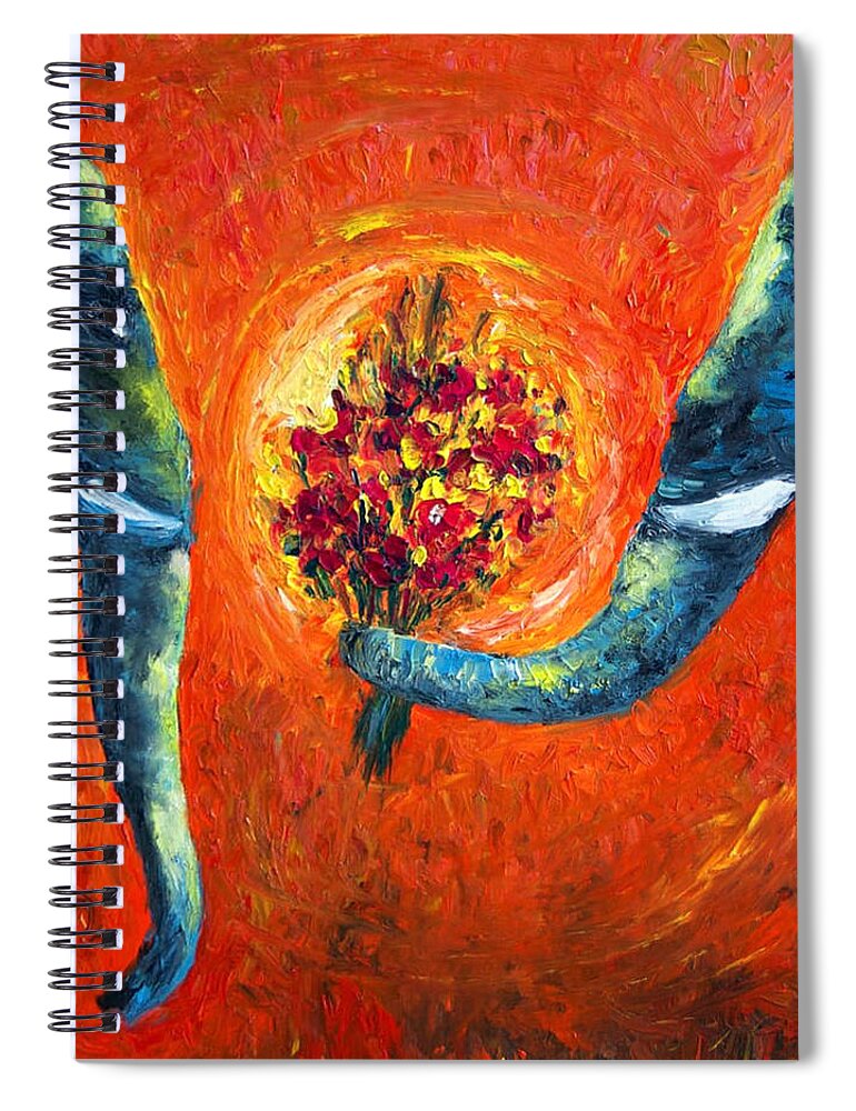 Elephant Spiral Notebook featuring the painting Roni and Tal by Chiara Magni