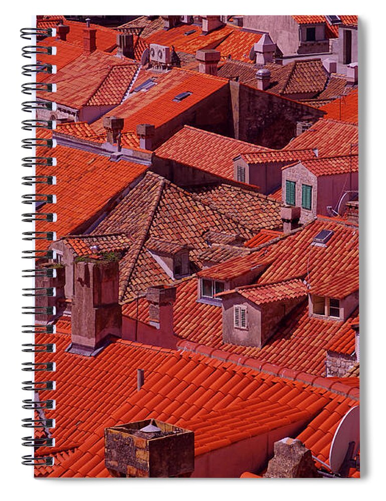 Croatia Spiral Notebook featuring the photograph Roofops of the old city from the city walls by Steve Estvanik