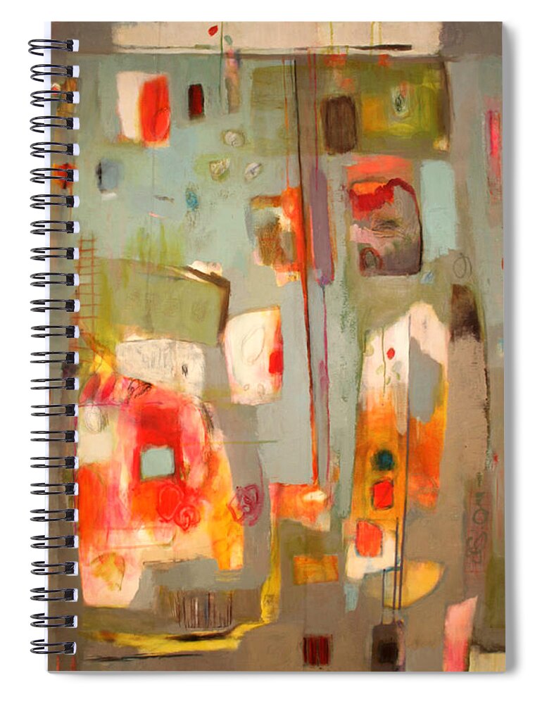 Abstract Painting Spiral Notebook featuring the painting Rooftop Roses by Janet Zoya