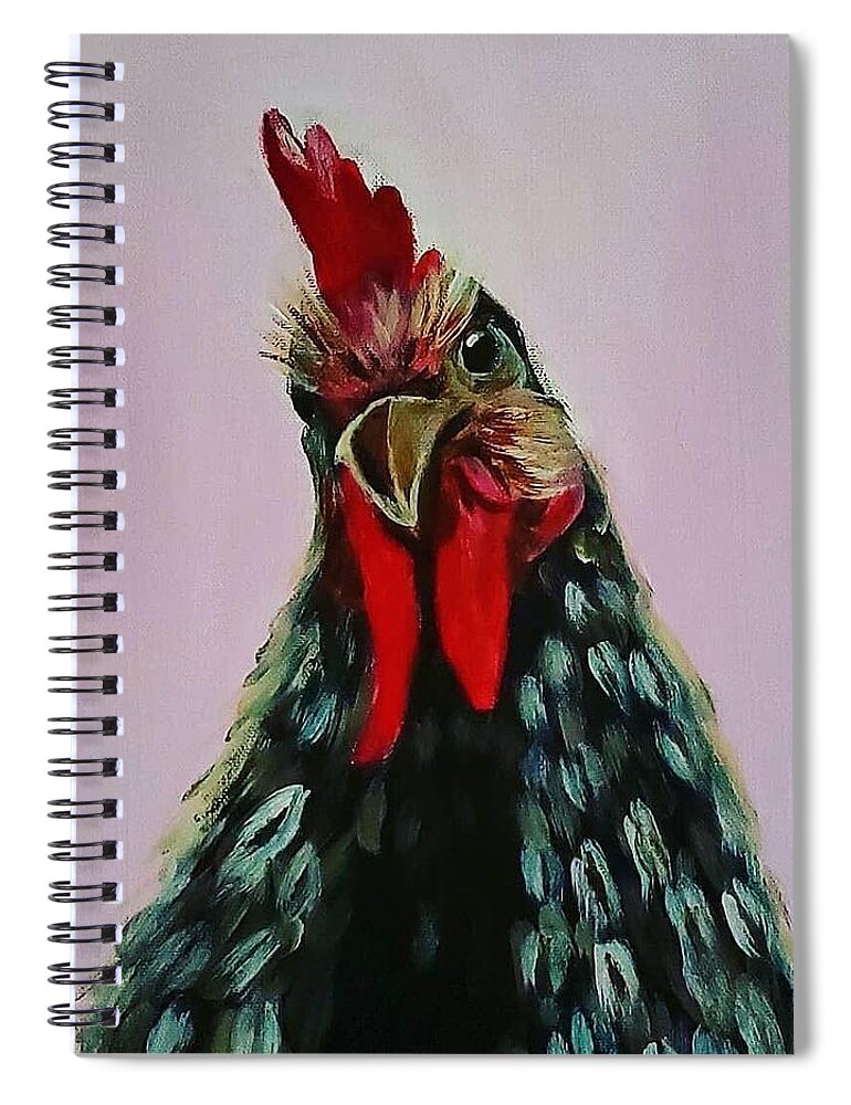 Chicken Spiral Notebook featuring the painting Rooster by Amy Kuenzie