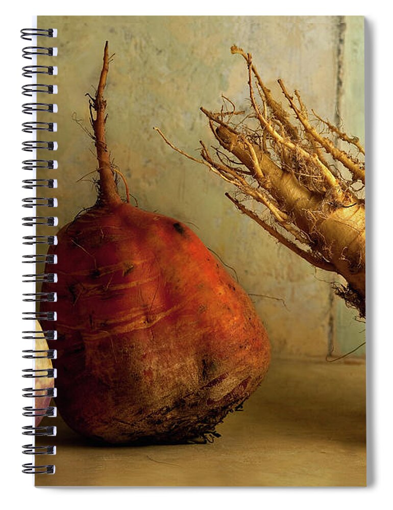 Parsnip Spiral Notebook featuring the photograph Root Vegetables On A Table by Marilyn Conway