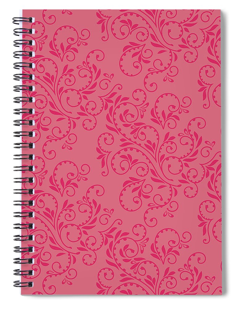 Floral Spiral Notebook featuring the digital art Rose Fern pattern by Garden Gate magazine