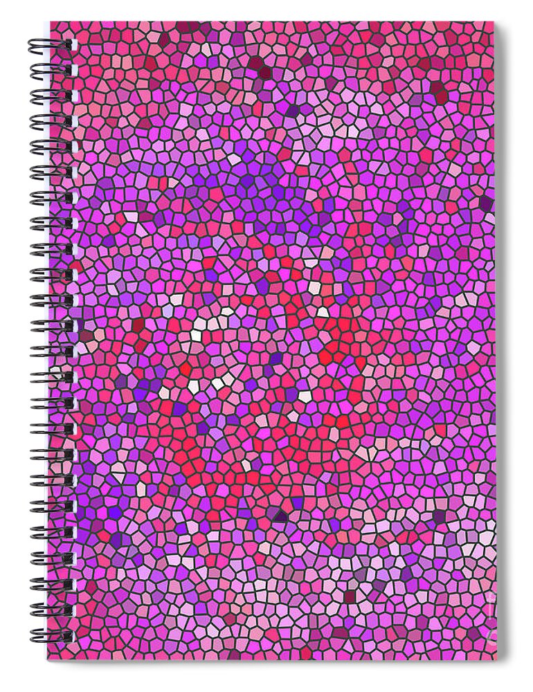Mosaic Spiral Notebook featuring the digital art Rose Mosaic in Hot Pink by Corinne Carroll