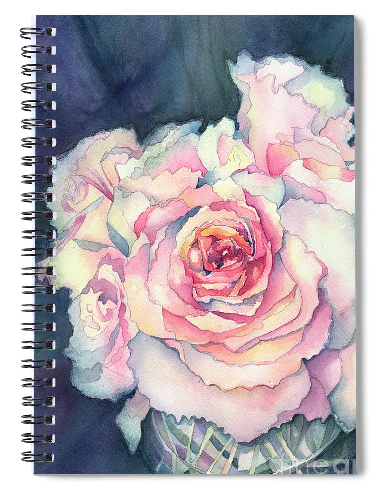 Face Mask Spiral Notebook featuring the painting Rose Bowl by Lois Blasberg