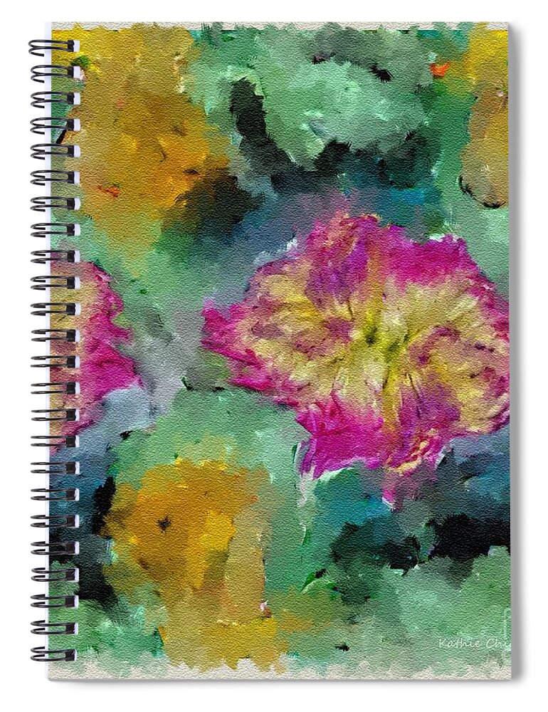 Artistic Photography Spiral Notebook featuring the digital art Rose-tipped Dahlias by Kathie Chicoine