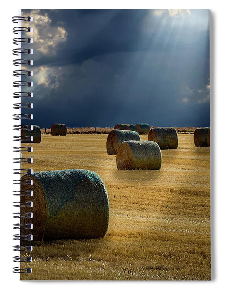 2018-09-24 Spiral Notebook featuring the photograph Round Bales by Phil And Karen Rispin