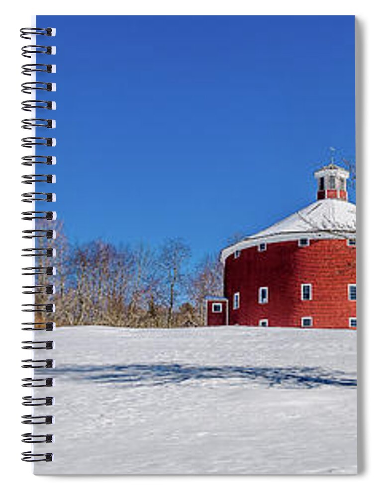 Barn Spiral Notebook featuring the photograph Round Barn Winter Wide by Tim Kirchoff