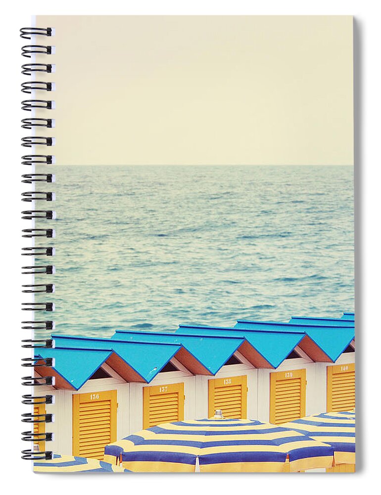 Beach Hut Spiral Notebook featuring the photograph Row Of Beach Hut by Valentina Mazza Photography - Valentina@photoiama.com
