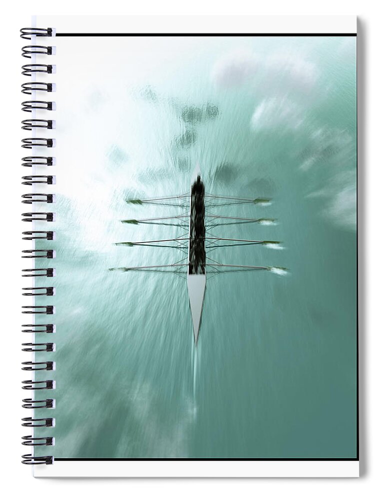People Spiral Notebook featuring the photograph Rowing Boat With A Four Person Rowing by Artpartner-images