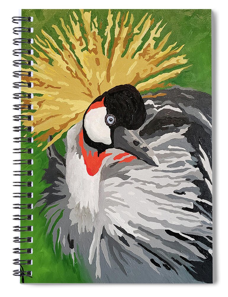 Crane Spiral Notebook featuring the painting Royalty Wears A Crown by Cheryl Bowman