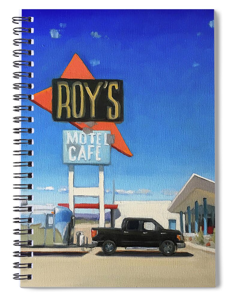Airstream Spiral Notebook featuring the painting Roy's Motel, Route 66 by Elizabeth Jose