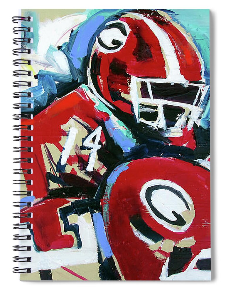 Uga Football Spiral Notebook featuring the painting Run The Play by John Gholson