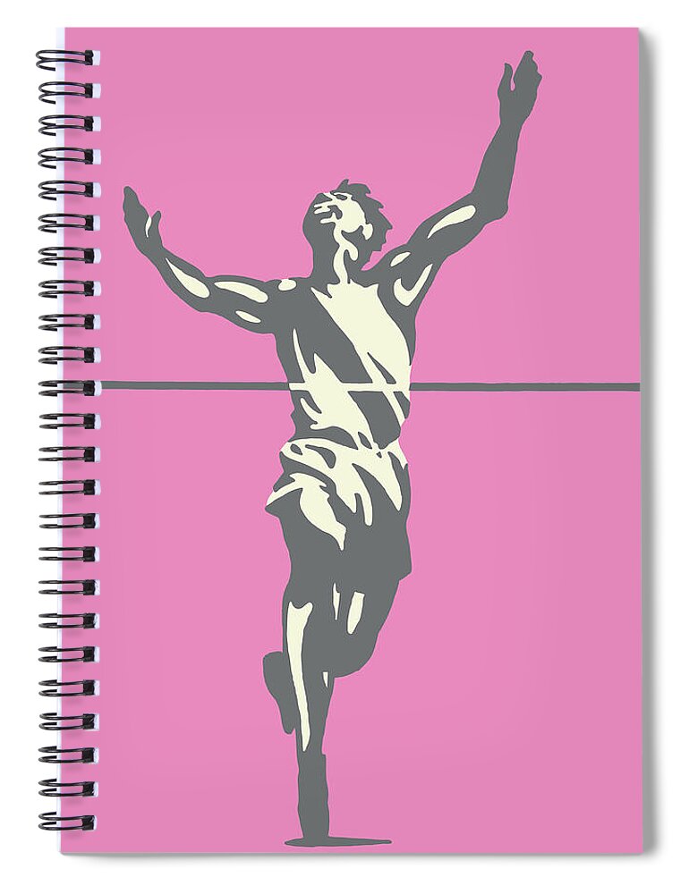 Accomplish Spiral Notebook featuring the drawing Runner Crossing Finish Line by CSA Images
