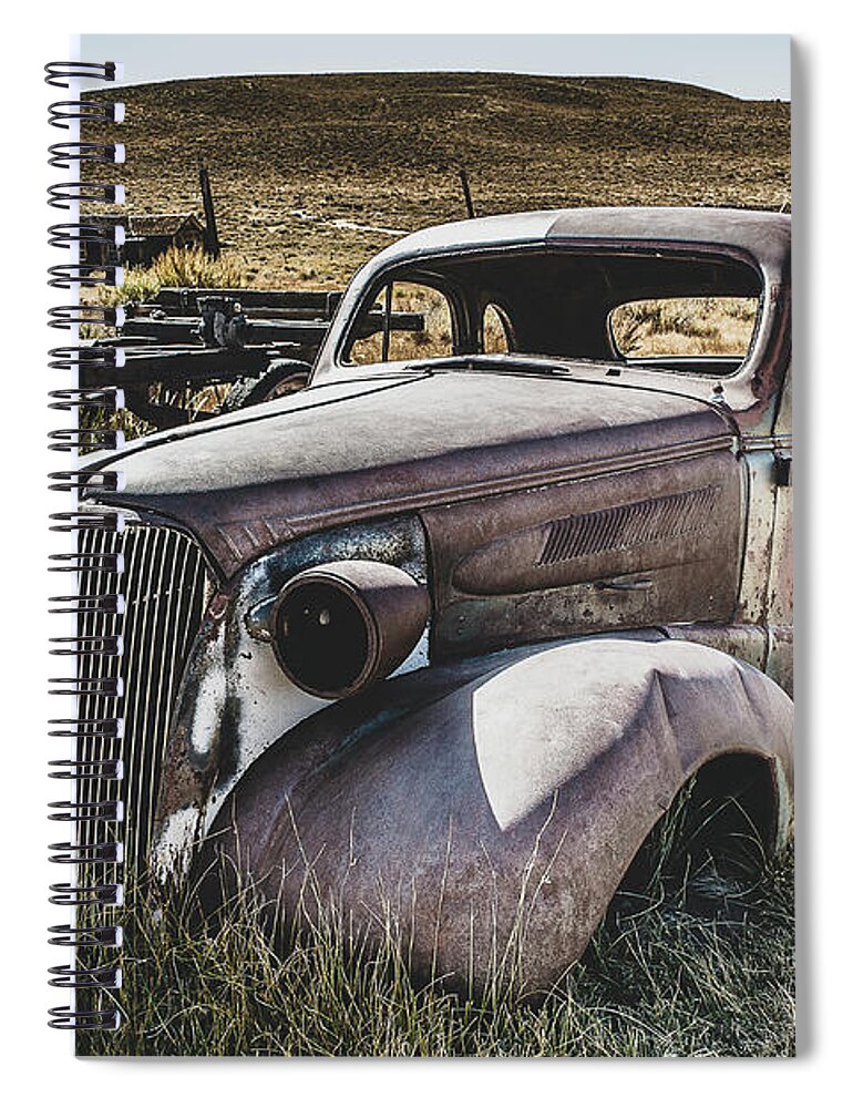 Bodie Spiral Notebook featuring the photograph Rusty Coupe by Gary Geddes