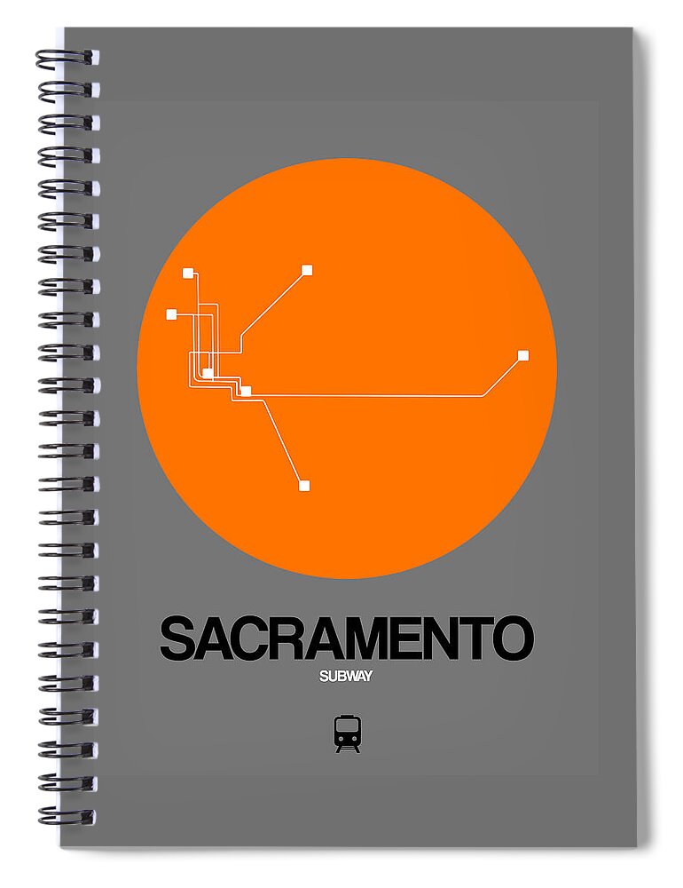 Sacramento Spiral Notebook featuring the digital art Sacramento Orange Subway Map by Naxart Studio