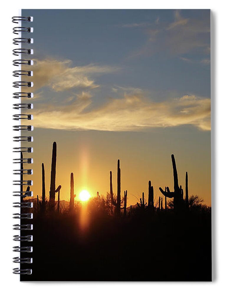 Arizona Spiral Notebook featuring the photograph Saguaro Sunset by Jean Clark