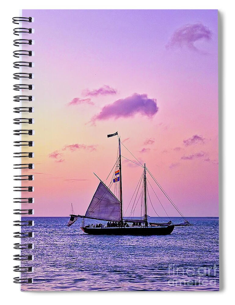 Afterglow Spiral Notebook featuring the photograph Sailboat in Keywest by Bill Frische